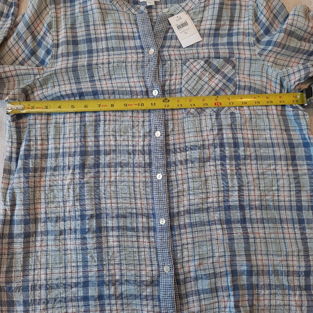 •SOLD• J.Jill Plaid Gingham Button Front Tunic XL - Picture 2 of 6